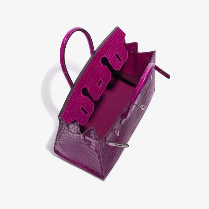 Premium Hermès Replica Birkin 30 Porosus Crocodile Rose Pourpre PHW - Direct Luxury Fashion - Image 5