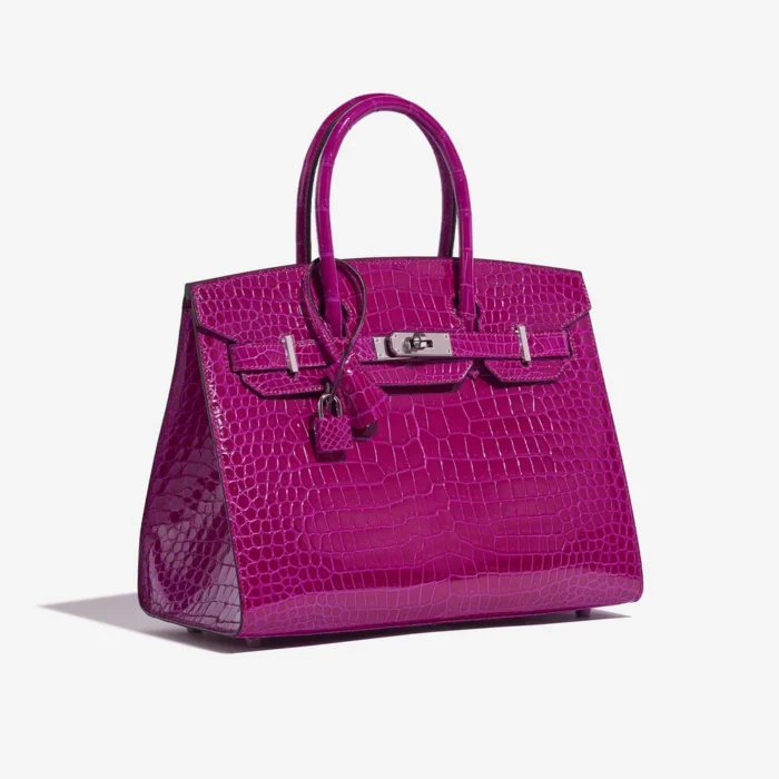 Premium Hermès Replica Birkin 30 Porosus Crocodile Rose Pourpre PHW - Direct Luxury Fashion - Image 4