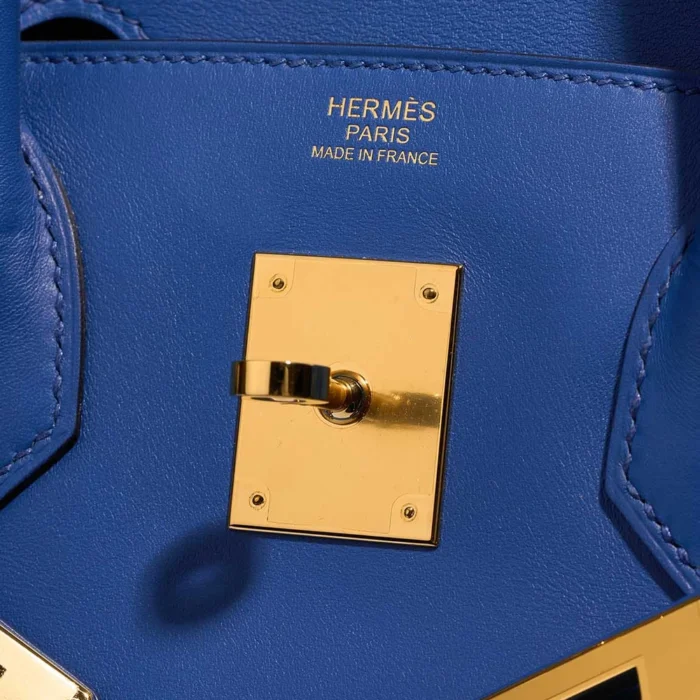 Premium Hermès Replica Birkin 30 Veau Jonathan Bleu de France GHW - Direct Luxury Fashion - Image 6