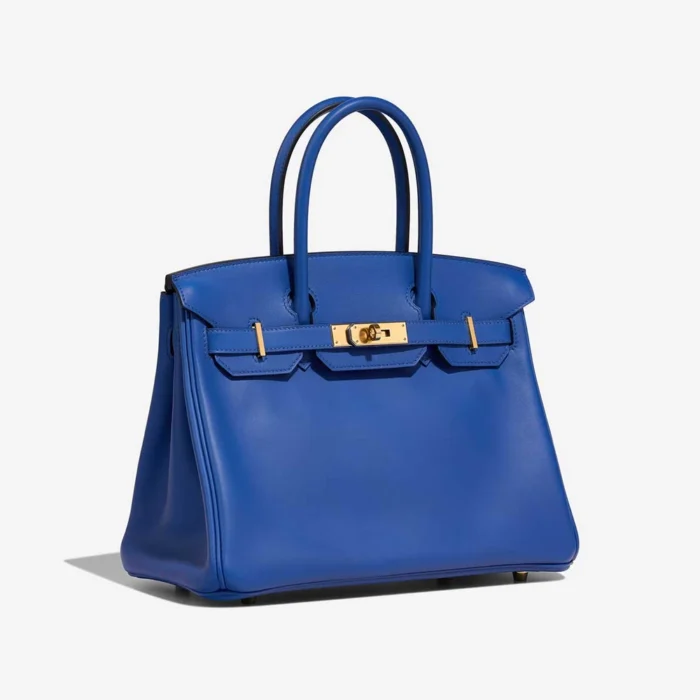 Premium Hermès Replica Birkin 30 Veau Jonathan Bleu de France GHW - Direct Luxury Fashion - Image 4