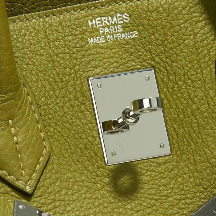 Premium Hermès Replica Birkin 35 Buffalo Sindhu Vert Chartreuse PHW - Direct Luxury Fashion - Image 6