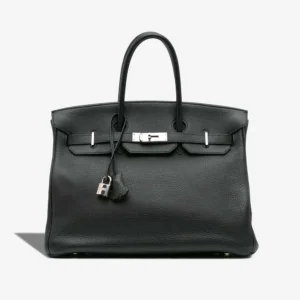 Premium Hermès Replica Birkin 35 Clemence Black PHW - Direct Luxury Fashion