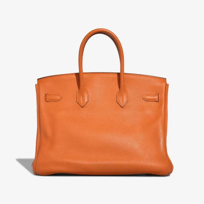Premium Hermès Replica Birkin 35 Clemence Orange PHW - Direct Luxury Fashion - Image 2