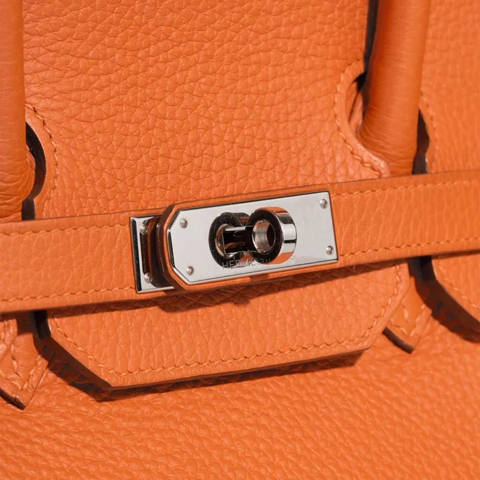 Premium Hermès Replica Birkin 35 Clemence Orange PHW - Direct Luxury Fashion - Image 7