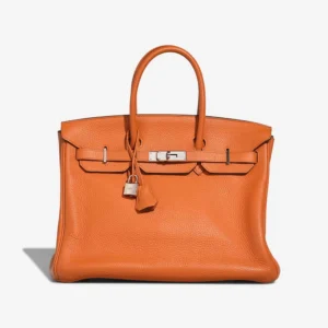 Premium Hermès Replica Birkin 35 Clemence Orange PHW - Direct Luxury Fashion