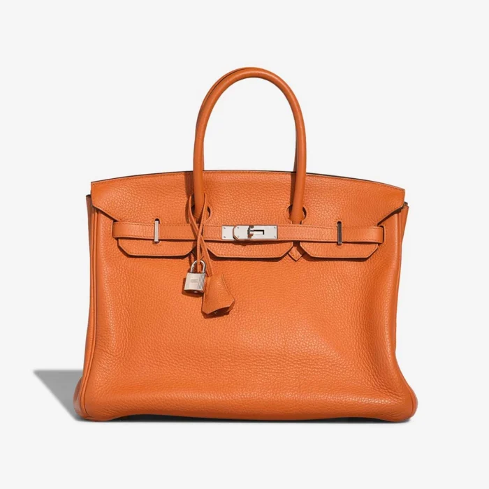 Premium Hermès Replica Birkin 35 Clemence Orange PHW - Direct Luxury Fashion
