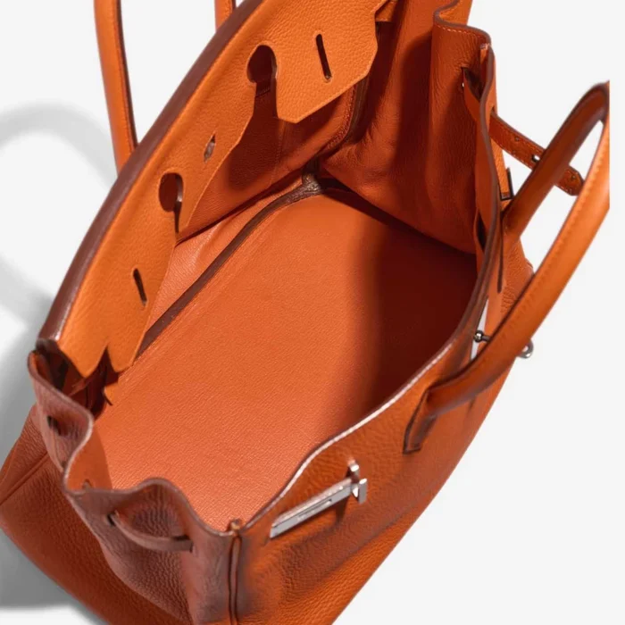 Premium Hermès Replica Birkin 35 Clemence Orange PHW - Direct Luxury Fashion - Image 5