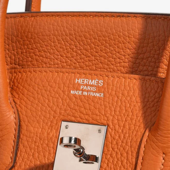 Premium Hermès Replica Birkin 35 Clemence Orange PHW - Direct Luxury Fashion - Image 6