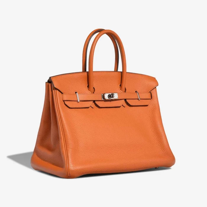 Premium Hermès Replica Birkin 35 Clemence Orange PHW - Direct Luxury Fashion - Image 4