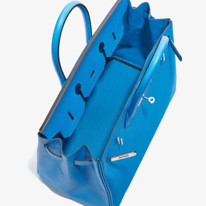 Premium Hermès Replica Birkin 35 Epsom Blue Frida PHW - Direct Luxury Fashion - Image 5