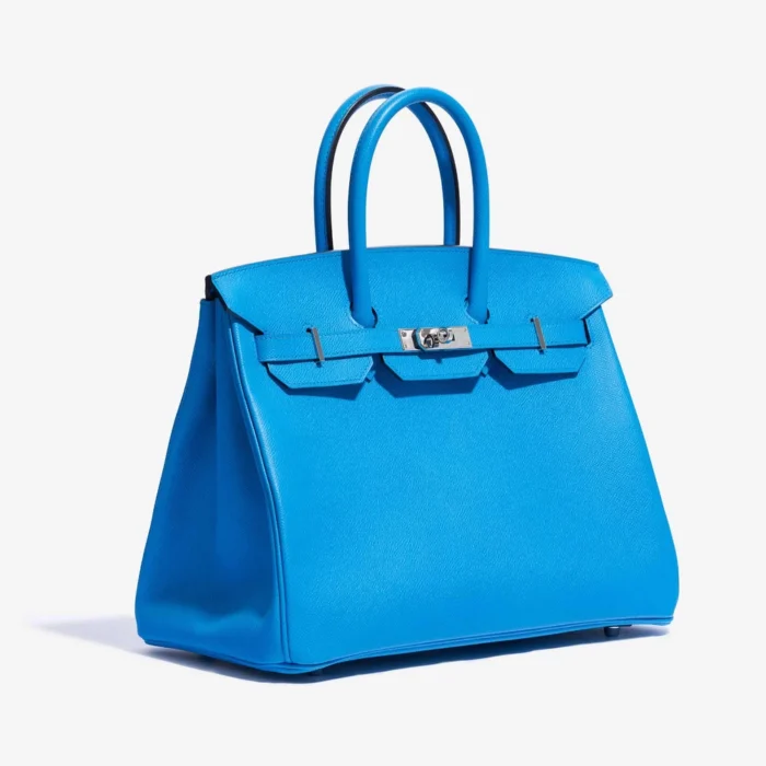 Premium Hermès Replica Birkin 35 Epsom Blue Frida PHW - Direct Luxury Fashion - Image 4