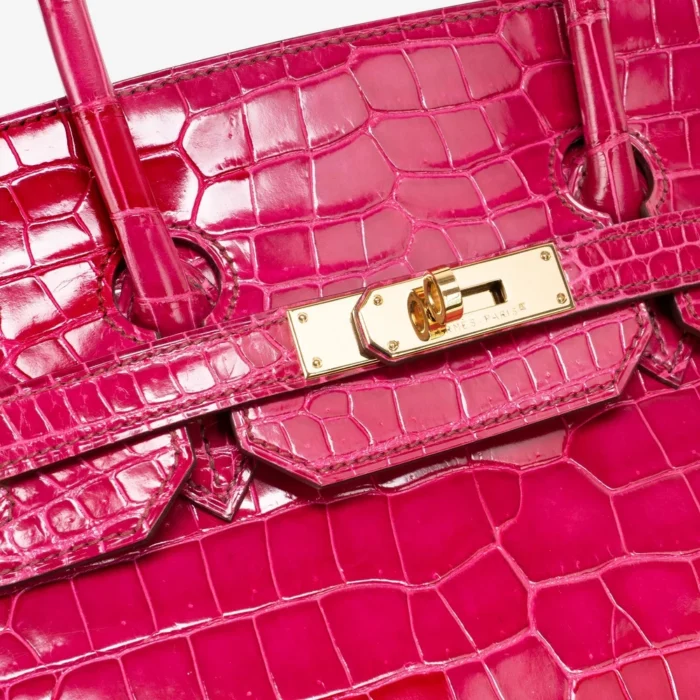 Premium Hermès Replica Birkin 35 Porosus Crocodile Rose Tyrien GHW - Direct Luxury Fashion - Image 6