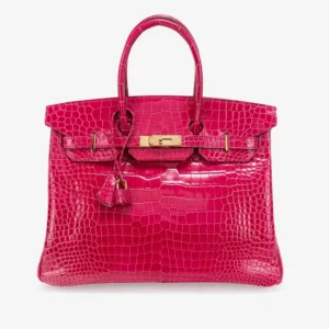 Premium Hermès Replica Birkin 35 Porosus Crocodile Rose Tyrien