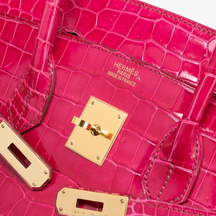 Premium Hermès Replica Birkin 35 Porosus Crocodile Rose Tyrien GHW - Direct Luxury Fashion - Image 5