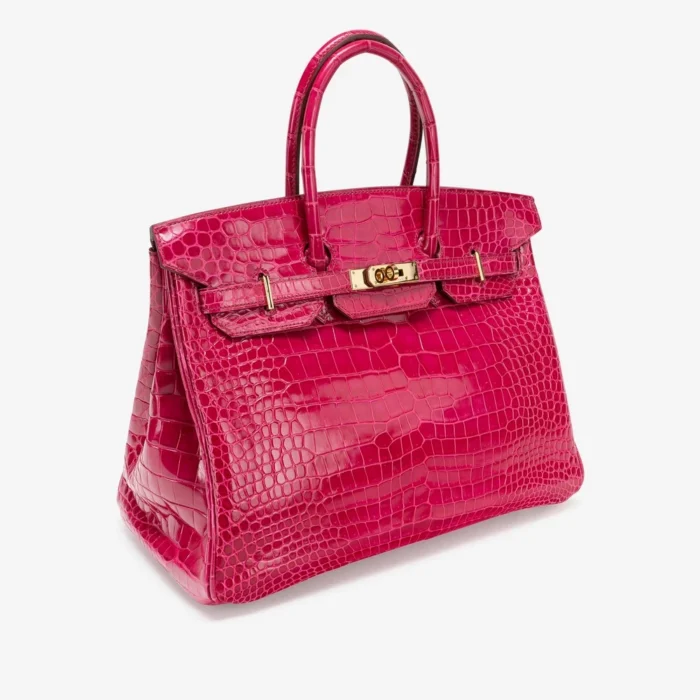 Premium Hermès Replica Birkin 35 Porosus Crocodile Rose Tyrien GHW - Direct Luxury Fashion - Image 3