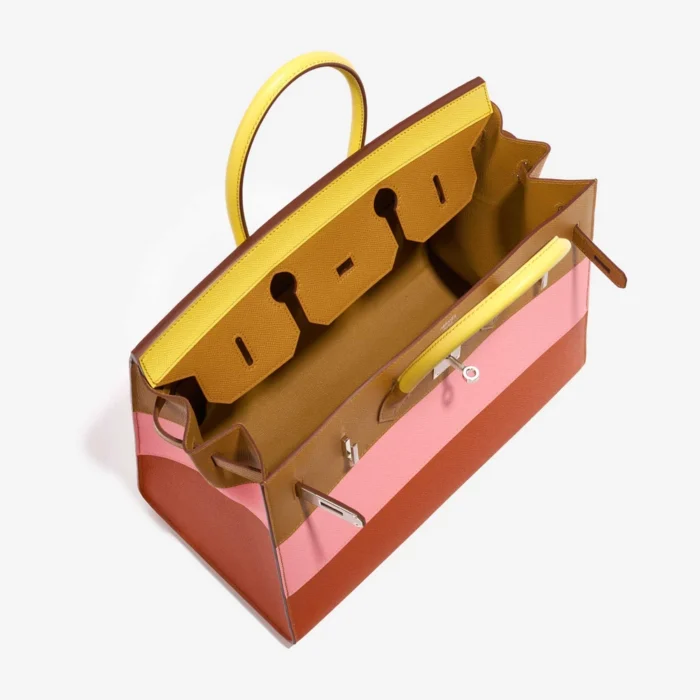 Premium Hermès Replica Birkin 35 Sunrise Rainbow Epsom Lime/Rose Confetti/Sesame/Terre Battue PHW - Direct Luxury Fashion - Image 5