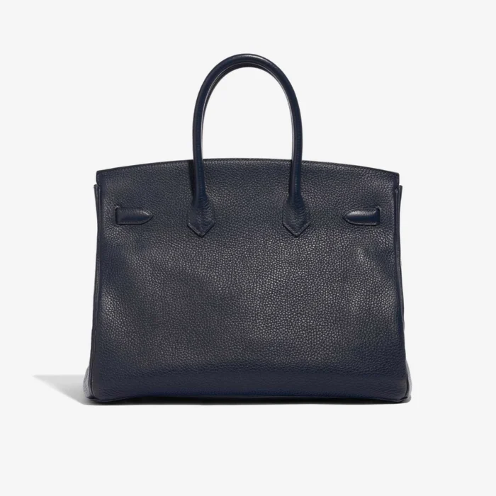 Premium Hermès Replica Birkin 35 Verso Clemence Blue Nuit/Magnolia PHW - Direct Luxury Fashion - Image 2