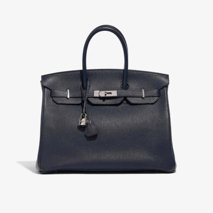 Premium Hermès Replica Birkin 35 Blue Nuit/Magnolia PHW | DLF