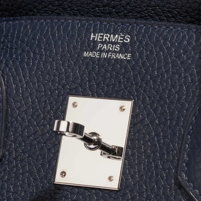 Premium Hermès Replica Birkin 35 Verso Clemence Blue Nuit/Magnolia PHW - Direct Luxury Fashion - Image 6