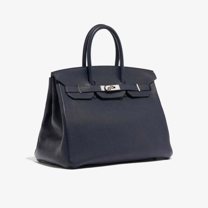 Premium Hermès Replica Birkin 35 Verso Clemence Blue Nuit/Magnolia PHW - Direct Luxury Fashion - Image 4