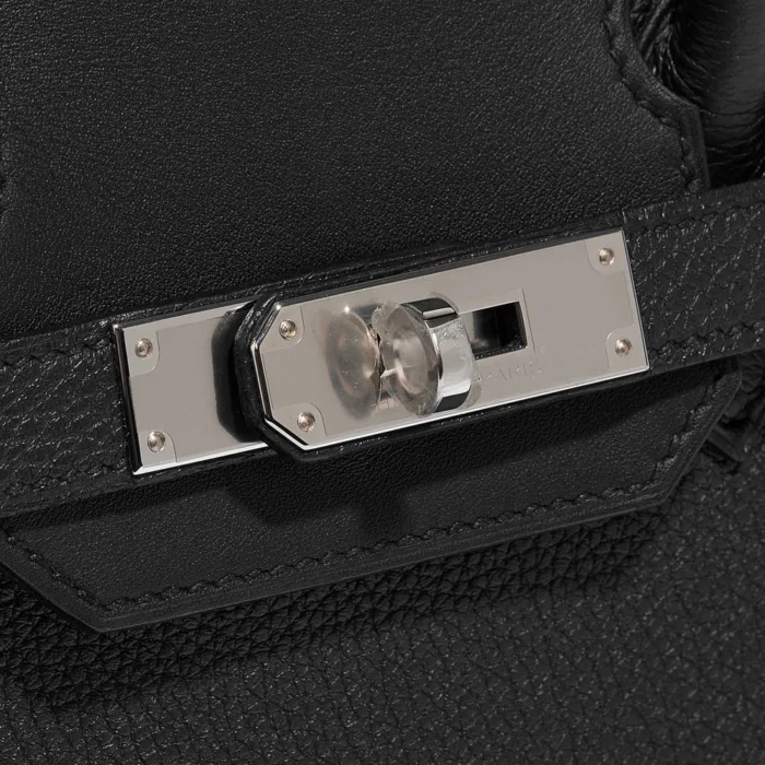 Premium Hermès Replica Birkin 3in1 30 Togo/Toile H/Swift Black/Ecru PHW - Direct Luxury Fashion - Image 7