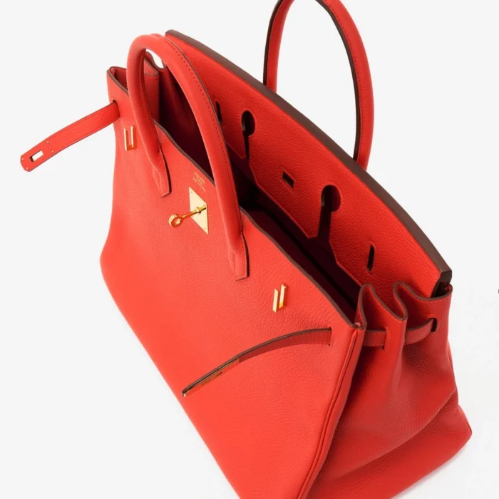 Premium Hermès Replica Birkin 40 Togo Rouge Tomate GHW - Direct Luxury Fashion - Image 5