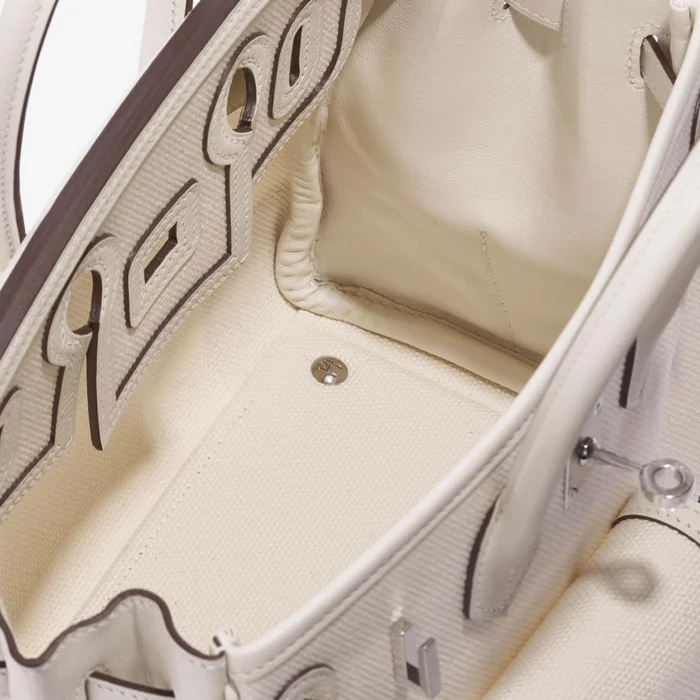Premium Hermès Replica Birkin Cargo 25 Toile Goeland/Swift Nata PHW - Direct Luxury Fashion - Image 5