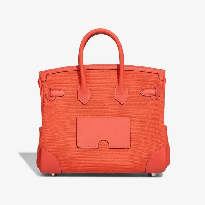Premium Hermès Replica Birkin Cargo 25 Toile Goeland/Swift Orange Field PHW - Direct Luxury Fashion - Image 2