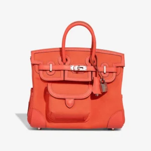 Premium Hermès Replica Birkin Cargo 25 Toile Goeland/Swift Orange Field PHW - Direct Luxury Fashion