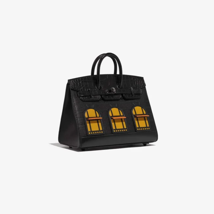Premium Hermès Replica Birkin Faubourg 20 Midnight Matte Alligator/Veau madame/Chevre Mysore/Veau Monsieur/Black/Jaune Ambre/Orange H RHW - Direct Luxury Fashion - Image 4