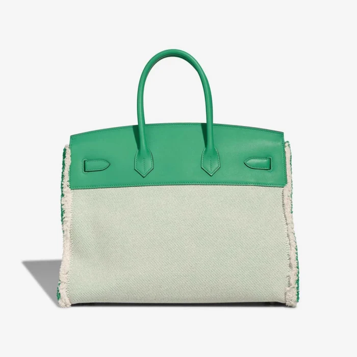 Premium Hermès Replica Birkin Fray 35 Swift/Toile Vert Menthe PHW - Direct Luxury Fashion - Image 2