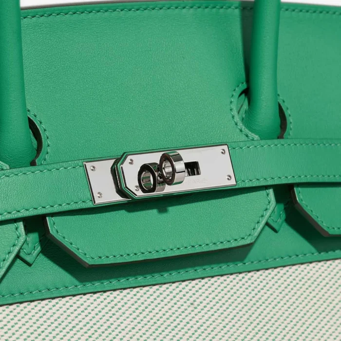 Premium Hermès Replica Birkin Fray 35 Swift/Toile Vert Menthe PHW - Direct Luxury Fashion - Image 7