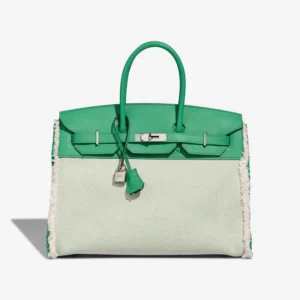 Premium Hermès Replica Birkin Fray 35 Swift/Toile Vert Menthe PHW - Direct Luxury Fashion
