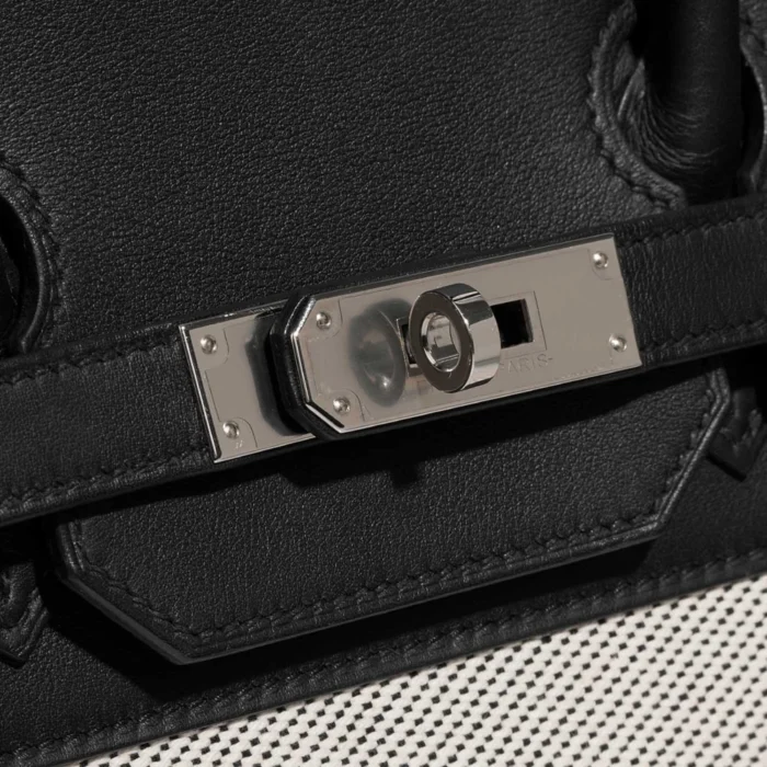 Premium Hermès Replica Birkin Fray 35 Swift/Toile Black/Ecru PHW - Direct Luxury Fashion - Image 6