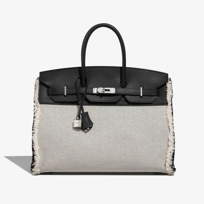 Premium Hermès Replica Birkin Fray 35 Swift/Toile Black/Ecru PHW – Direct Luxury Fashion