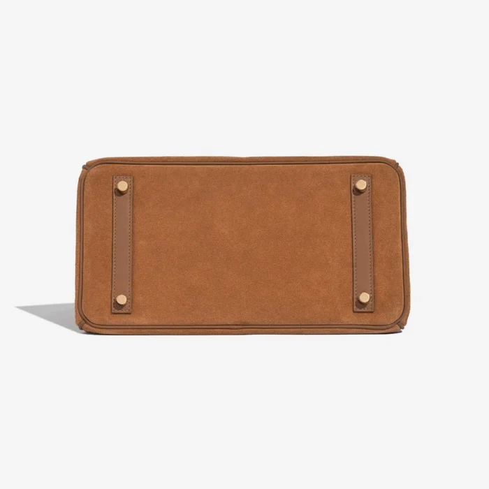 Premium Hermès Replica Birkin Grizzly 30 Suede/Swift Alezan/Chamois GHW - Direct Luxury Fashion - Image 3