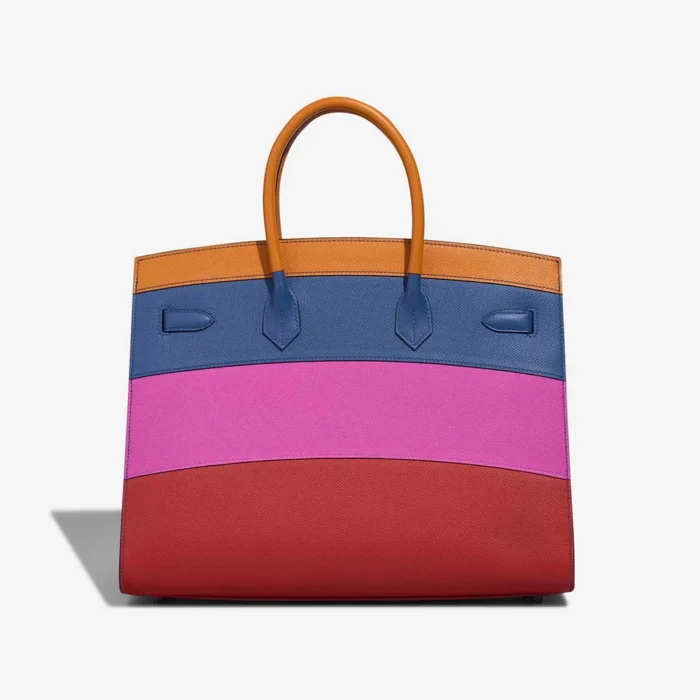 Premium Hermès Replica Birkin Sunset Rainbow 35 Epsom Abricot/Bleu Agate/Magnolia/Rouge Casaque PHW - Direct Luxury Fashion - Image 2