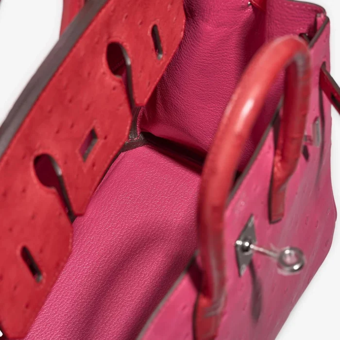 Premium Hermès Replica Birkin Touch 25 Ostrich Rose Tyrien/Rouge Vif PHW - Direct Luxury Fashion - Image 5