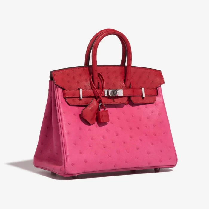 Premium Hermès Replica Birkin Touch 25 Ostrich Rose Tyrien/Rouge Vif PHW - Direct Luxury Fashion - Image 4