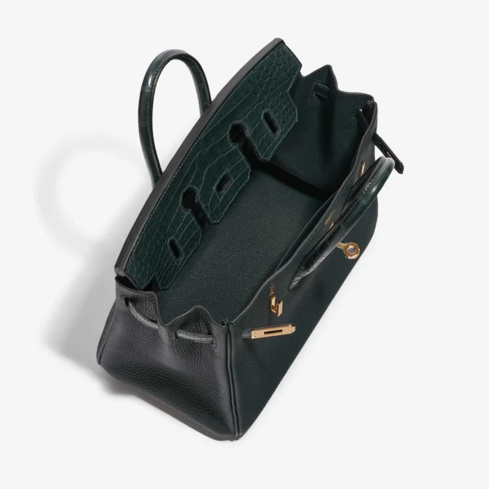 Premium Hermès Replica Birkin Touch 25 Togo/Matte Alligator Vert Cypress GHW - Direct Luxury Fashion - Image 5