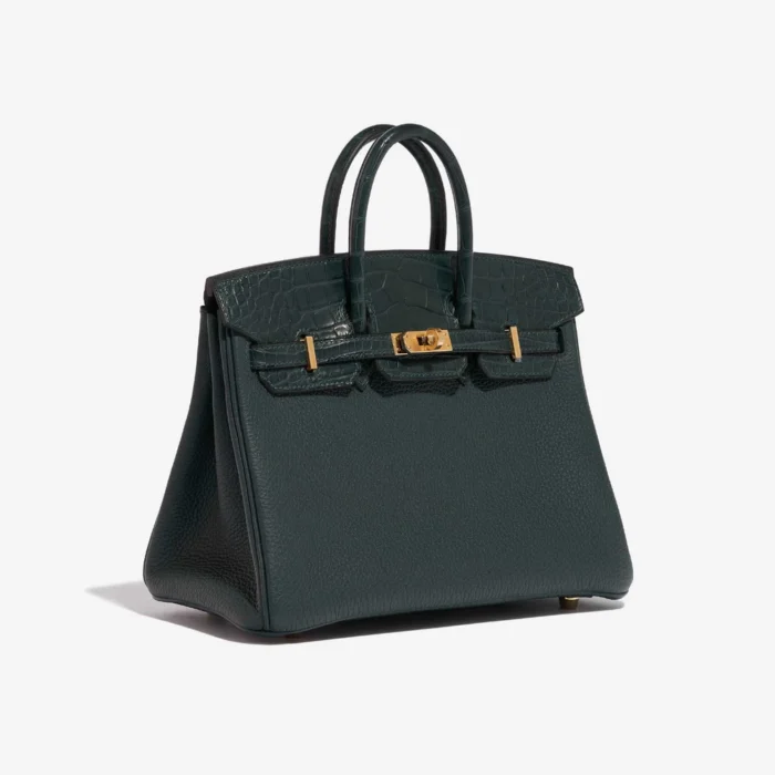 Premium Hermès Replica Birkin Touch 25 Togo/Matte Alligator Vert Cypress GHW - Direct Luxury Fashion - Image 4