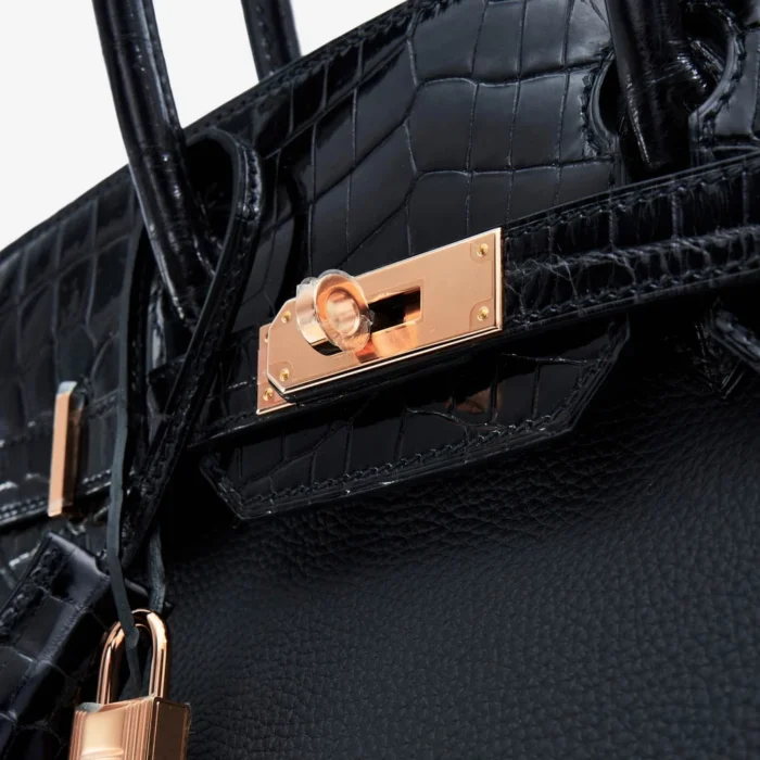 Premium Hermès Replica Birkin Touch 30 Niloticus/Togo Black GHW - Direct Luxury Fashion - Image 7