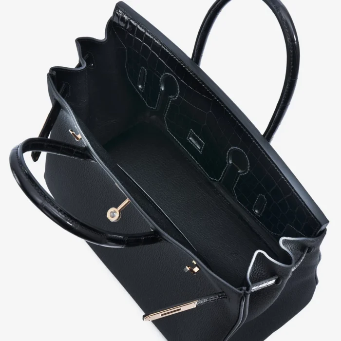 Premium Hermès Replica Birkin Touch 30 Niloticus/Togo Black GHW - Direct Luxury Fashion - Image 5