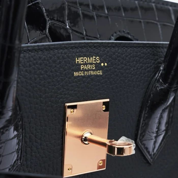 Premium Hermès Replica Birkin Touch 30 Niloticus/Togo Black GHW - Direct Luxury Fashion - Image 6