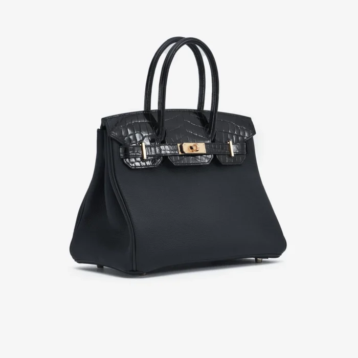 Premium Hermès Replica Birkin Touch 30 Niloticus/Togo Black GHW - Direct Luxury Fashion - Image 4