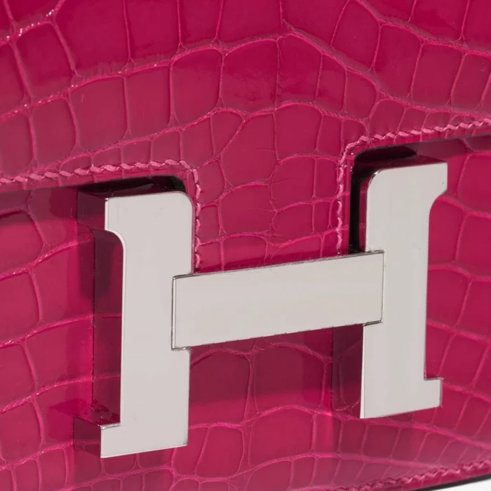 Premium Hermès Replica Constance 18 Alligator Framboise PHW - Direct Luxury Fashion - Image 6