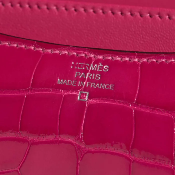 Premium Hermès Replica Constance 18 Alligator Framboise PHW - Direct Luxury Fashion - Image 5