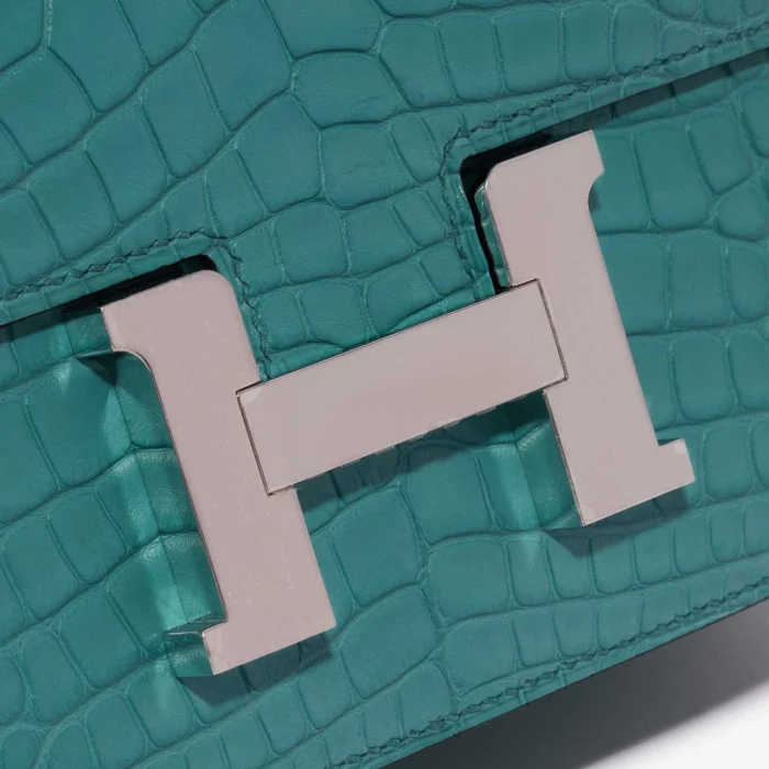 Premium Hermès Replica Constance 18 Matte Alligator Blue Paon PHW - Direct Luxury Fashion - Image 7