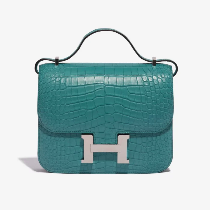 Premium Hermès Replica Constance 18 Matte Alligator Blue Paon