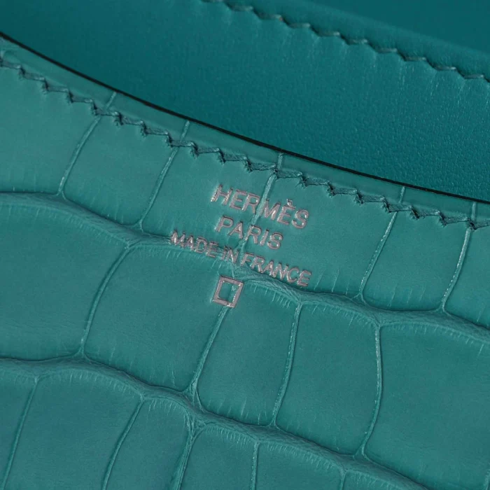 Premium Hermès Replica Constance 18 Matte Alligator Blue Paon PHW - Direct Luxury Fashion - Image 6